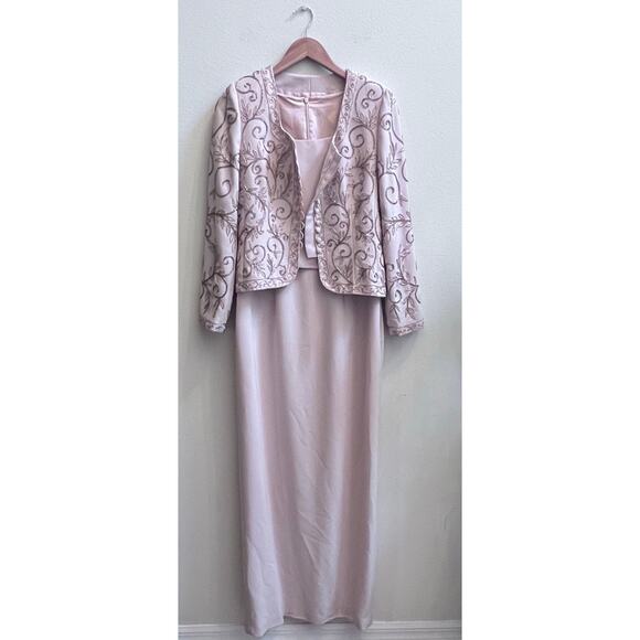 La Belle Fashion 2 Piece Cream Dress & Jacket Mother of Bride Formal Beaded Coat - Picture 1 of 8